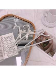 1件/2件粉色/白色40厘米塑料衣架，户外衣架，仿珍珠珠蝴蝶结防滑衣架，仿珍珠连衣裙，长裤，儿童衣架内衣架