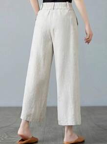 Women's Casual, Commuter-Friendly Solid Color Straight Leg Pants White Spring - White - View 2