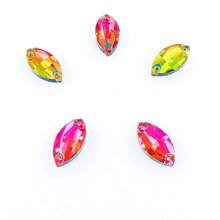 Szkło w kształcie navette, wielokolorowe, błyszczące, ręcznie robione, do szycia, kryształowe, ręcznie szyte, kryształki ozdobne, płaskie z tyłu, z otworami, klejnoty, akcesoria DIY, kamienie do przyszywania, strass do ozdabiania ubrań, sukienek, toreb, butów, broszek, kolczyków, rękodzieła