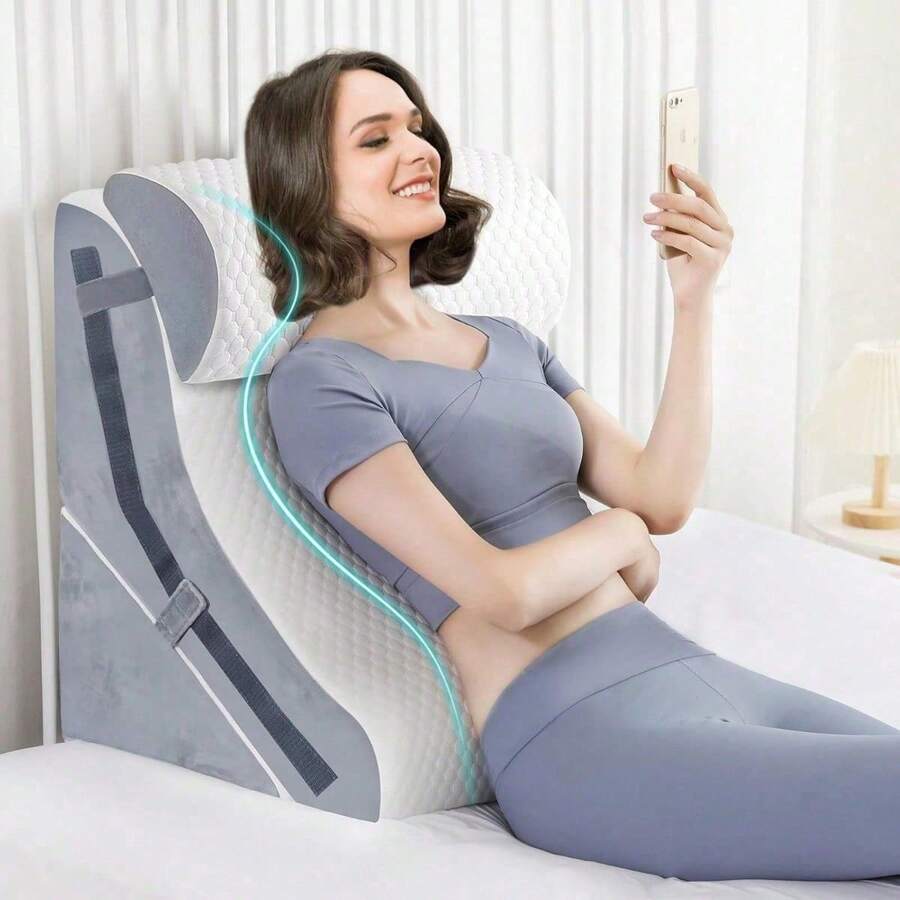 3PCS White 15-In-1 Adjustable Memory Foam Wedge Pillow Set For Sleeping, Orthopedic Bed Wedges, 9, 16 & 20 Inches Height, 3-In-1 Incline Pillows For Post Surgery