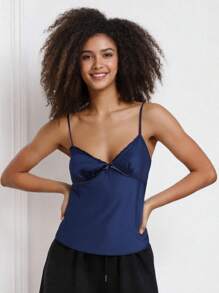 Women Camisoles Lace Trim V-Neck Casual Tank Tops Summer Fashion Sleeveless Tops Streetwear - Azul - Ver 3