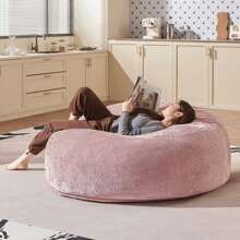 Bean Bag Chair 4Ft, Memory Foam Filled, Large Beanbag Chairs For Adults And Teens, Soft Sofa With Removable Flannel Cover, Round Couch For Living Room Bedroom College Dorm (Pink, 4FT-47*47"*24")