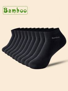 5 Pairs High Quality Men's Bamboo Fiber Short Socks Sweat Absorbent Deodorant Men's Business Casual Formal Ankle Socks For Man Gift Black White Grey Sox 39-45 - Multicolor - View 14
