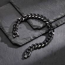 1 Stück minimalistisches Edelstahl Panzerkette Armband, Silber/Gold/Schwarz, modisches Geschenk für den besten Freund des Mannes