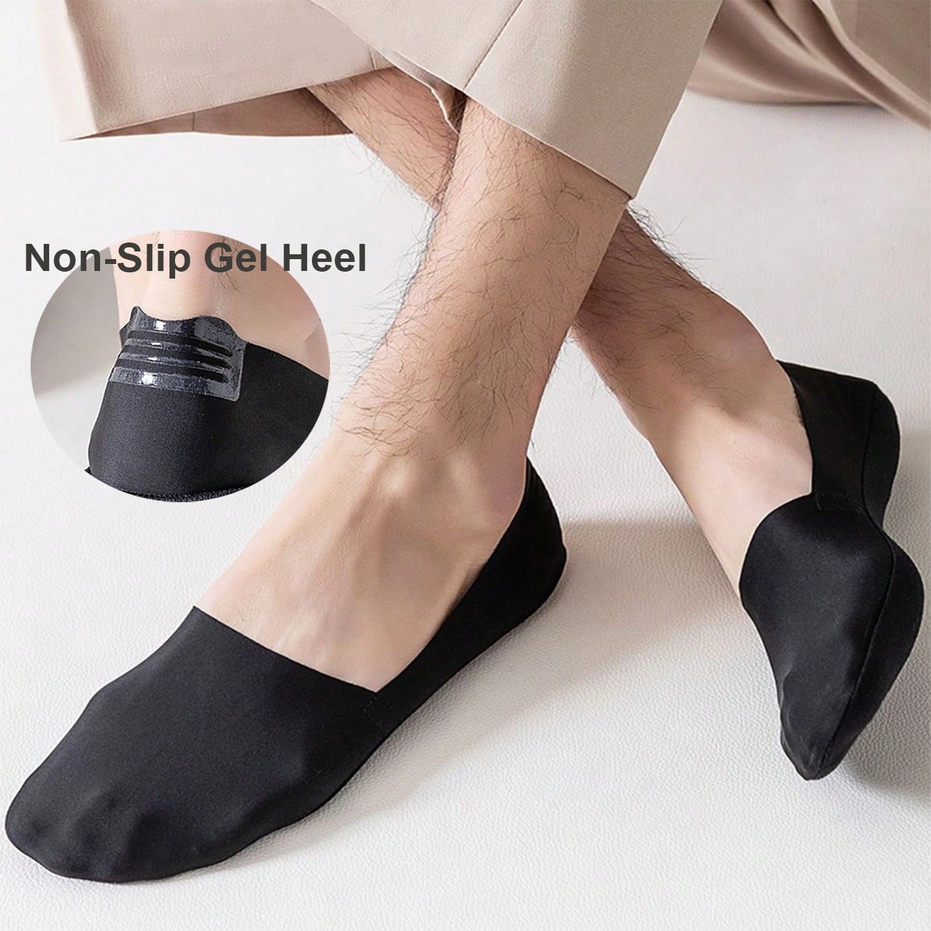 Pares de calcetines invisibles de corte bajo para hombre, con suela sólida, parte superior de nailon suave y transpirable, sin mostrarse, con talón