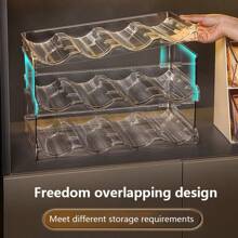 Water Bottle Organizer For Cabinet,3/4 Tier Water Bottle Storage Organizer,Stackable Water Bottle Holder For Cabinet Fridge, Plastic Wine Rack, Drink Bottle Holder - Transparent - View 4