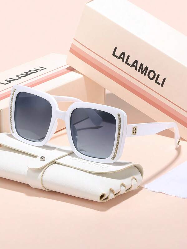 LALAMOLI LALAMOLI Square Full Frame Fashion Eyeglasses, Luxury Elegant Ladies' Summer Beach Party Outdoor Gradient Color Sunshade Driving Travel Holiday Gift