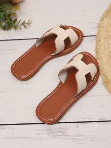 1 Pair Plus Size Girls' Flat Sandals, Solid Beige Color, Comfortable PU Strap, Round Toe, Non-Slip, Fashionable & Cute, Suitable For 3-15 Years Old Boys & Girls, Daily Casual, Party, Travel, Spring/Summer 2026 - Beige - View 6