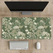 Large Extended Computer Floral Mouse Pad With Non-Slip Rubber Base, Long Gaming Mouse Mat With Stitched Edges, XL Flowers Plants Mousepad For Laptop