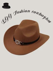 1pc Tie-Dye Letter Casual Bohemian Retro Vintage Elegant Cute Polyester Solid Color Western Cowboy Party Cap, Unisex Fedora Hat For Gathering, Festival, Outdoor Riding