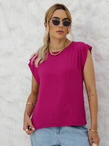 Women's Elegant Viscolycra Shoulder Pad Muscle Top - 粉色 - 查看 2