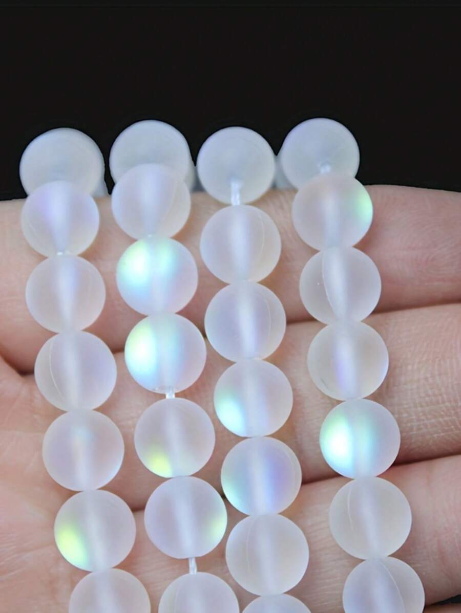 闪亮的月光玻璃珠 - 发光哑光饰面，圆形，适合 DIY 珠宝 - 完美的 8 毫米、10 毫米尺寸，非常适合制作项链和手链