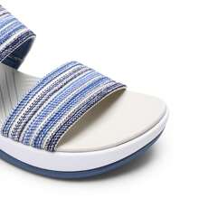 Women Low Wedge Walking Sandals 1.5-Inch Wedge Heel Lightweight Soft Footbed Flat Sandals Comfortable Indoor Outdoor EVA Outsole Shoes - 藍色 - 查看 8