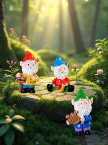 3 pièces Ornements en résine de lutin Père Noël fait maison - Mini artisanat drôle Décoration de bureau - Décoration de jardin extérieur