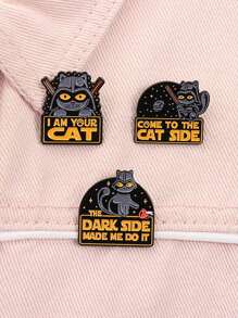 3 chiếc ghim tráng men COME TO THE CAT SIDE tùy chỉnh THE DARK SIDE MADE ME DO IT trâm cài áo huy hiệu vải trang sức động vật quà tặng cho bạn bè - Nhiều màu - Xem 9