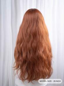 SHUDUO 1 额头形状蕾丝 4*1，额头蕾丝波浪假发，中分假发，脏橙色半编织日常自然，时尚浪漫逼真假发（不含配件）