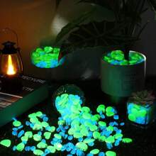 100 Pcs Glow In Dark Rocks Luminous Stone Garden Accessories Micro Landscape Fish Tank Decoration Outdoor Patio Lawn Yard Kit