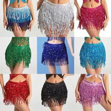 Outfits Belly Dance Glitter Sequins Tassel Skirts, Fashionable Dancing Waist Belt Skirts For Bellydance - Multicolor - View 1