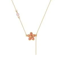 1pc Minimalist Enamel Floral Pendant Necklace, Feminine Elegant Jewelry Accessory For Party, Lovely Gift For Girlfriend