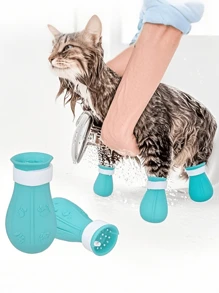 Four Adjustable Claw Sets Designed To Protect Scratches From Hair, Bathing And Shaving. These Rain Boots Prevent Bites And Scratches, And Include Bathing, Claw Trimming, And Headgear To Prevent Licking During Feeding