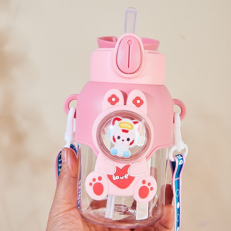 1 件糖果形太空人设计大容量水瓶带吸管，可爱便携，适合儿童，男女通用 - 彩色 - 查看 6
