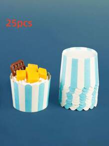 25个装条纹松饼杯烘焙纸杯一次性防油点心纸托小号松饼蛋糕纸杯机制杯