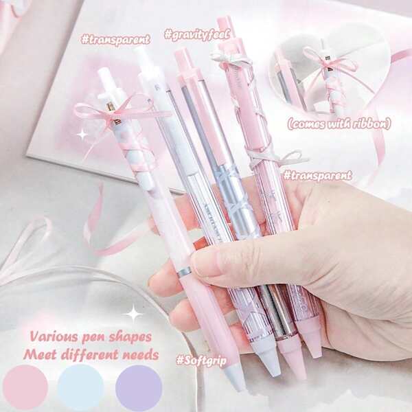 4Pcs Fashion Simple Cute Gel Pens For Children Solid Color Ballet Series Stationery Gel Pen Writing Pen Student Supplies Back To School