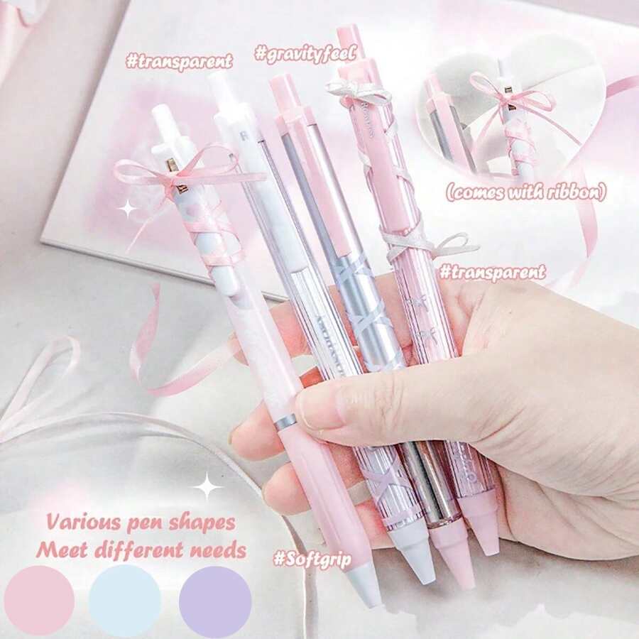 4入組時尚簡約可愛兒童用凝膠筆，實色芭蕾系列文具凝膠筆寫字筆學生用品
