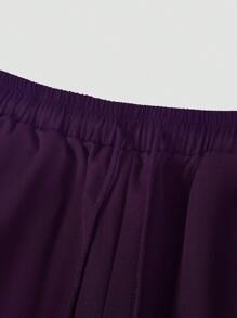 2 peças/Conjunto Camisa de Manga Longa com Gola Careca e Estampa Dashiki Roxa e Calça com Cintura Elástica, Conjunto Casual, Estilo de Rua, Adequado para Festa, Encontro, Casamento, Novidade