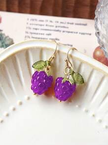 1 Par de Pendientes con borlas en forma de frambuesas rojas/fresas para mujeres, frescos y dulces, elegantes y de moda, versátiles