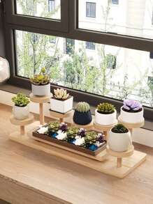 1pc Wooden Creative Figurine Display Stand, Jewelry, Watch, Perfume, Cosmetics, Candy, Succulent, Tiered Storage Shelf