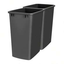 Durable Plastic Replacement 35 Quart Capacity Waste Bin Recycle Bin Garbage Container For Kitchen Cabinet Drawer Pullouts, Black, 2-Pack, RV-35-18-2