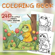 (New 2025 Original Design, 7.9*7.9inch, 24 Pages, Single-Sided Printing) 1pc, Adult Stress Relief Coloring Book With Cute Frog Theme, Detailed Patterns & Clear Lines, Ideal For Valentine's Day, Birthday, Easter Or Other Holiday Gifts, A Great Way To Relax