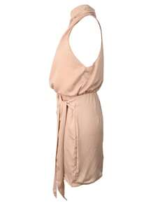 Elegant European Style Satin Halter Neck Dress For Women, Party Dress, Wedding Guest Dress, For Cocktail - Apricot - View 5