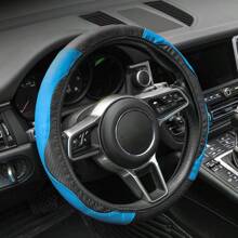 碳纤维和皮革汽车方向盘套，防滑且四季适用，无内圈 - 彩色 - 查看 9