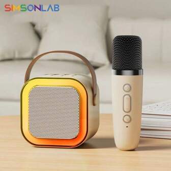 SIMSONLAB 便携式扬声器、麦克风、私人 KTV、随时唱歌、华丽彩灯、氛围营造、有趣的声音变化、有趣的礼物