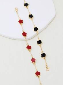 2 件/套时尚经典款黑色、白色、幸运草手链套装