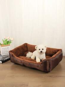 1 件摇粒绒垫子，温暖毛绒，适合小型/中型/大型宠物，适合猫狗的舒适宠物床，可用于客厅和卧室，四季皆宜 - 棕色 - 查看 1
