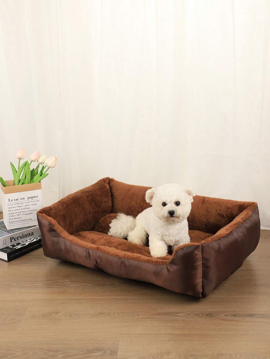 1 件摇粒绒垫子，温暖毛绒，适合小型/中型/大型宠物，适合猫狗的舒适宠物床，可用于客厅和卧室，四季皆宜 - 棕色 - 查看 1