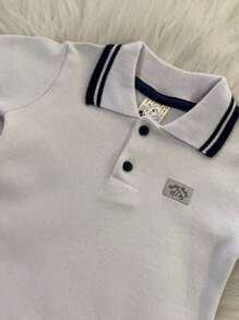 Baby Boy's Polo Neck Bodysuit - Short Sleeve - Blanco - Ver 2