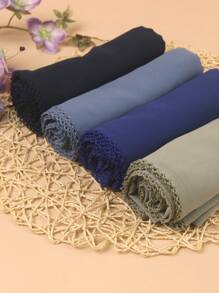 1pc Solid Color Heavyweight Chiffon Crochet Scarf, Elegant High-Quality Women's Headscarf Shawl, Suitable For Robe Wear - Multicolor - View 6