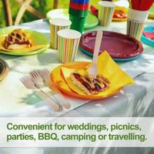 一次性桦木餐具、木制一次性叉子、餐厅用高品质一次性木叉、蛋糕甜点冰淇淋叉、天然、食品服务用品、可堆肥叉 - 彩色 - 查看 12