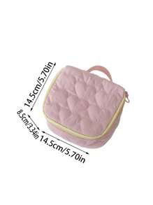 1pc Embroidered Name Cosmetic Bag, Cute Heart-Shaped Customized Makeup Pouch, Sanitary Pad Storage Bag, Travel Makeup Bag, Personalized Storage Pouch, Makeup Bag, Multifunctional Travel Accessory, Space-Saving, Formal, Stripe Exquisite, Fashion, Tidy, Minimalist, Casual, Basic Style, Unique Gift Idea, Ideal Gift For Girlfriend, Family, Friend On Anniversary - Multicolor - View 7