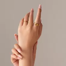 1Set(2pcs) Fashionable Simple Charm Stainless Steel Ring For Men, Woman,Couples, Daily Wear And Parties For Father Mother Dad Husband Wife Boyfriend Girlfriends Father's Day Birthday Gift Stackable Ring Statement Band Jewelry Size 5-12 - Gold - View 2