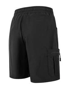 Men's Spring And Summer Casual Shorts In Black With Drawstring And Elastic Waist, Suitable For Running, Hiking, Fishing, Trekking, And Camping - Black - View 2