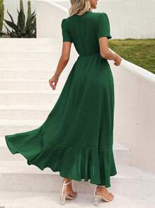 Valentine's Day  Women's Summer Wrap Dress Casual Boho Chic Floral V-Neck Short Sleeve Flanged Beach Holiday Dress