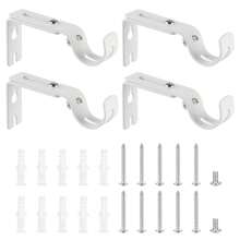 4pcs Heavy Duty Curtain Rod Brackets, Adjustable Metal Hardware Fit 1 Inch Rod, Universal For Living Room & Bedroom, Anti-Rust Wall Supports (Include Expansion Bolts) Gifts Birthday Graduation