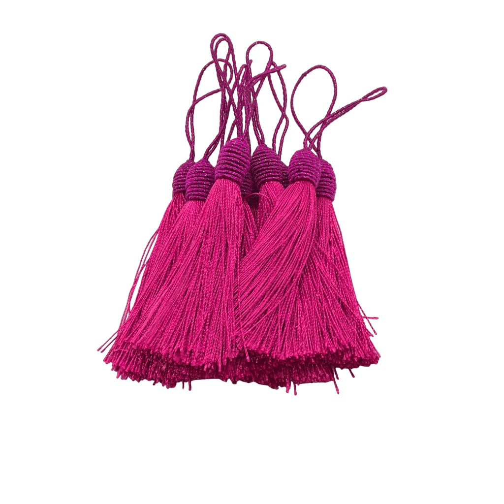 Tulip Silk Fringed Tassel 10 Pieces 9cm 100% Polyester - Màu Hồng Tươi - Xem 1