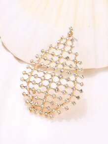 1 Pair Fashion Elegant Full Crystal Hollow Water Drop Earrings, Suitable For Daily Wear - Diamond Teardrop Earrings - View 16