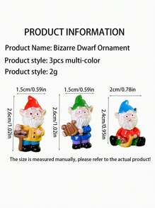 3 pièces Ornements en résine de lutin Père Noël fait maison - Mini artisanat drôle Décoration de bureau - Décoration de jardin extérieur